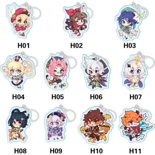 11 Style Fashion Anime Genshin Impact Zhongli Diluc Venti Paimon Keychain Base Acrylic Stands Keyring Gift For Fans