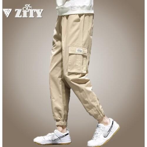 Mens Harem Cargo Pants Harajuku Hip Hop Streetwear Joggers Sweatpants Men Side Pocket Jogging Casual Pants Trousers Slim Fit