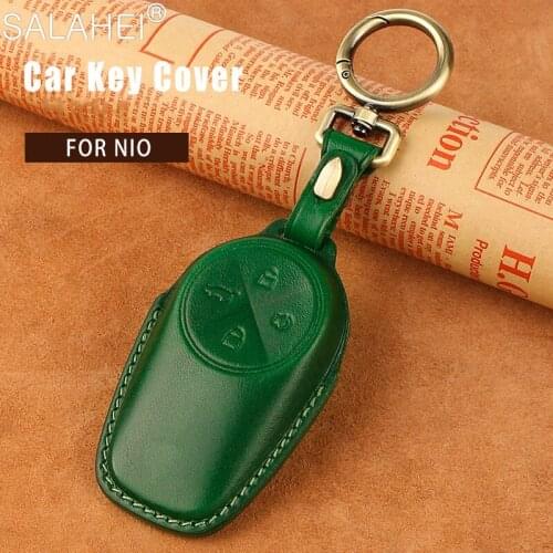 Genuine Leather Car key Case Cover For Nio Es6 2019 Es8 2018 Car Key Bag Keychain Protective Shell Car Interior Accessories
