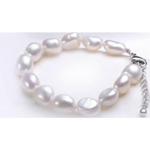 Elegant 8-9mm south sea white baroque pearl necklace 7.5-8inch