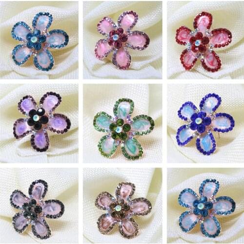 Fashion hot sale simple enamel flower brooches pins mix-color crystal bouquet jewelry rose gold-color clothes accessories 41mmA