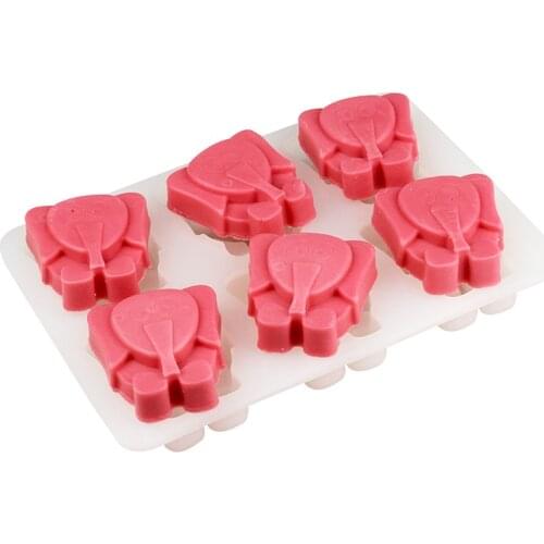 Cartoon Elephant Soap Silicone Mould 6-Cavity Chocolate Cake Mold DIY Soap Making Tools