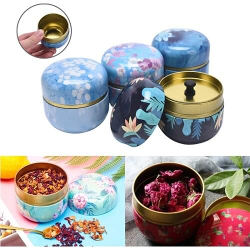 Tea Containers Packing Box Japanese-Style Herbal Tea Cans Candy Snacks Small round Cans Mini Portable Tinplate Cans