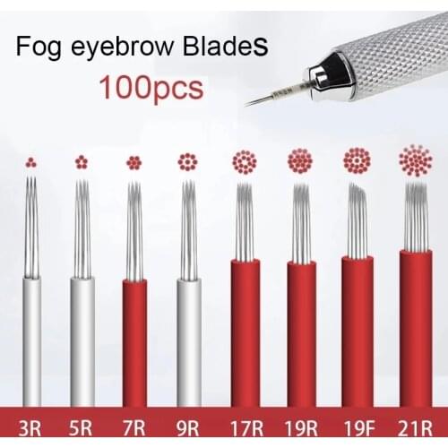 100pcs microblading blades Lamina Shading Hard RL5 liner Microblading Tebori Needles Manual Needle for Fog Eyebrow Round Needles
