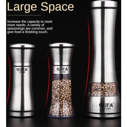 Pepper Grinder 304 Stainless Steel Kitchen Supplies Ceramic Core Pepper Mill Salt Mill Manual Grinding Bottle