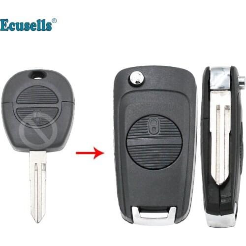 Modified flip 2 button remote key shell for Nissan Almera Maxima Micra Primera Serena Terrano with NSN11 uncut blade