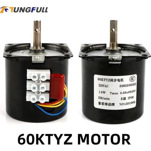 220V AC 14W Micro Gear Motor 60KTYZ 50Hz Permanent Magnet Synchronous Gear Motor Low Speed 2.5 5 10 15 20 30 50 60 80 110 rpm