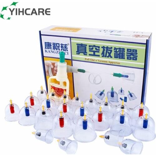 24PCS Body Massage Vacuum Cupping Set Thicker Magnetic Aspirating Cupping Cans Chinese Acupuncture Massage Suction Cup Health