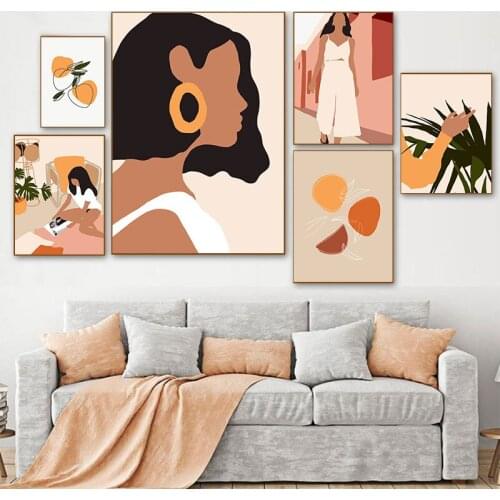 Wall Pictures for Living Room Home Decor Abstract Fashion Vintage Girl Wall Art Canvas Painting Nordic s and Prints
