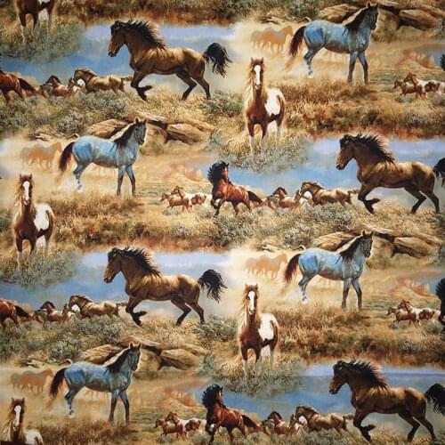 New Nice Horse Fabric 100% Cotton Fabric Group Printed Sewing Material Quilting Home Cloth Patchwork DIY Clothing