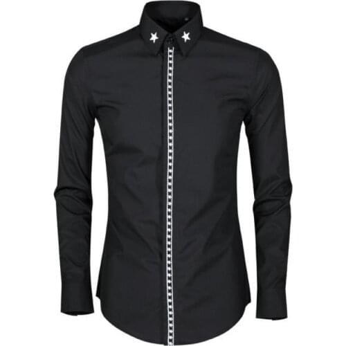 New Mens Shirts High Quality Five Star 3d Embroidery Long Sleeve Men Shirts Plus Size 4xl Camisa Masculina Slim Casual Shirt Man