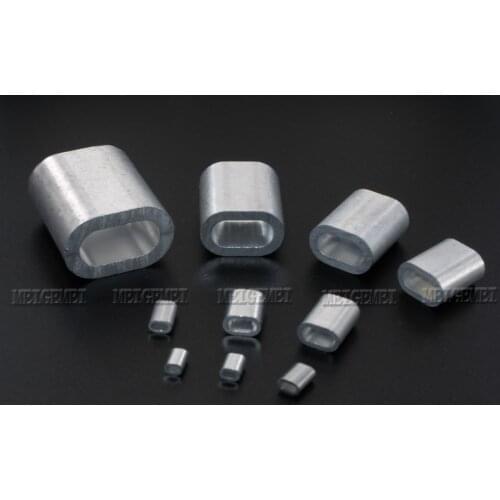 50pcs 0.8mm-8mm Hole Aluminum Cable Crimps Sleeves Cable Ferrule Stops for Snare Wire Rope Clip Swage Trap Barrel Fitting