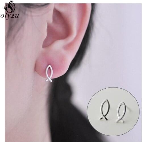 Oly2u Vintage Animal Small Earrings Oorbellen Simple Fish Stud Earrings for Girls Kids Everyday Jewelry Earing Women Party Gift