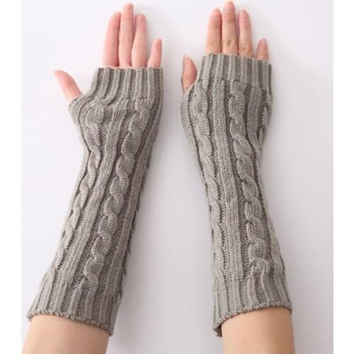 Fingerless Knitted Mittens Unisex Fashion Twist Jacquard Male Female Knitting Half Finger Gloves Thermal Arm Sleeve G-2