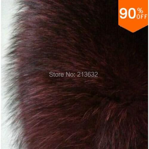 Luxury Fabric Style 3 material stuff leather fox real fur wine red color good quality Garment Textile accessories free ship