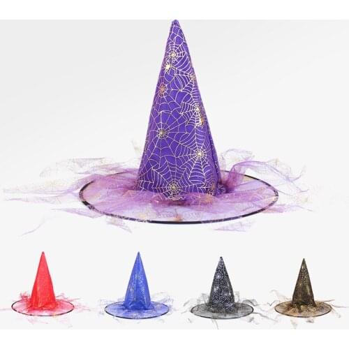 Halloween Witch Hat Party Ball Decoration Props Ghost Festival Spider Magic Wizard Hat Adult Childrens Holiday Accessories
