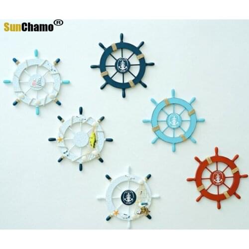 Mediterranean Wind Decoration Starfish Fish Bone Pendant Rudder Tag Photo Frame Hanging Simple Fishnet Anchor Wall Accessories