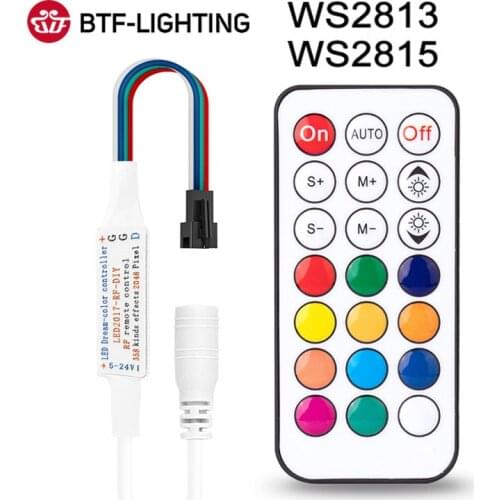 WS2811 WS2812B Controller 14key 21Key Remote IR RF Wireless Controller Many Effect for 3pin SM JST RGB Led Strip Light DC5-24V