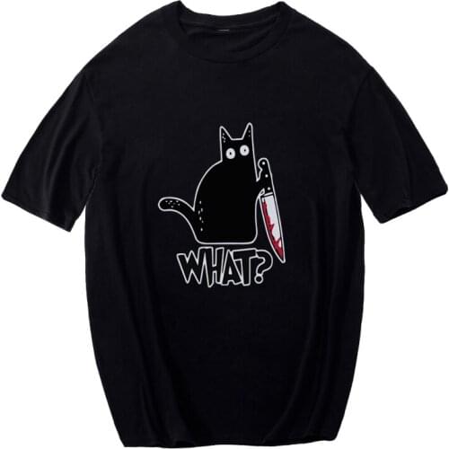 Cat knife cotton funny t shirt men O-neck short sleeve t-shirt summer tops hip hip hipster streetwear oversized men clothing new