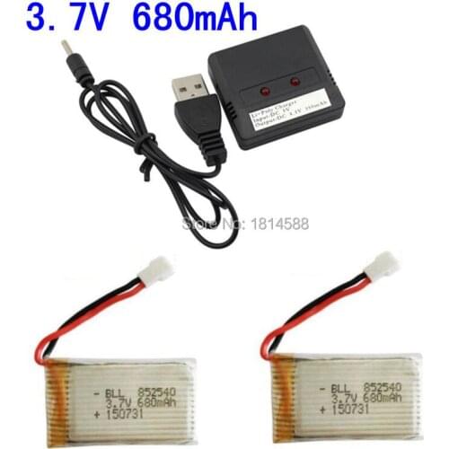 Syma X5C X5SC Parts 3.7V 680mAh Upgrade Battery & 2 In 1 X2 Lipo Battery USB Charger Spare Parts for Syma RC Drone