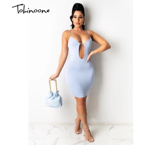 Tobinoone Solid Hollow Out Sexy Mini Dress Women Spaghetti Strap Backless Slim Bodycon Dresses Summer Sheath Party Vestidos 2021