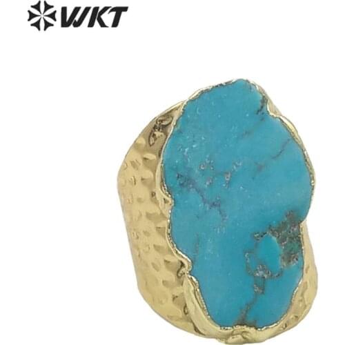 Gold trim on edged howlite stone rings,24K gold,precious and elegant rings in free shipping WT-R126