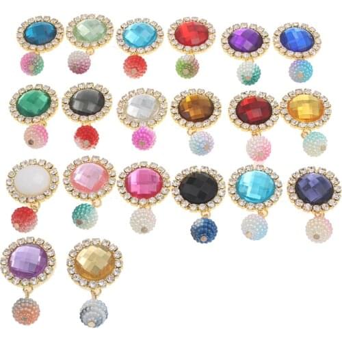 Gold Rhinestone Button Brass on Diamante Bridal Appliques Wholesale Crystal Patches Trim Beaded Hotfix Pendant Jewelry Transfers