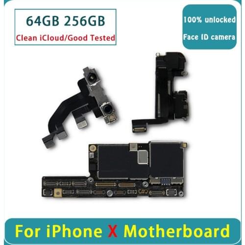 100% Original For iPhone X Motherboard Without Face ID,Factory Unlocked Logic Board For iPhone X 64GB 256GB Mainboard