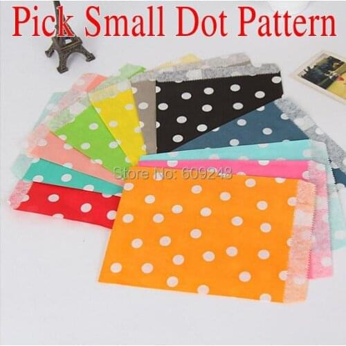 100pcs Mixed Colors Aqua Black Blue Red Purple Navy Green Orange Yellow Pink Small Swiss Dot Party Treat Buffet Paper Favor Bags