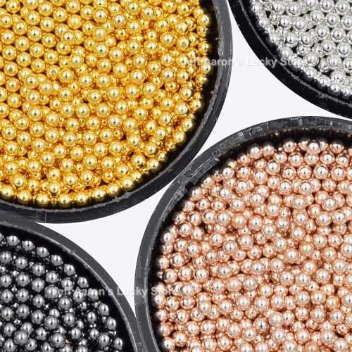 2 Pots 1.5MM gold silver micro 3D metal nail art decorations caviar beads manicure nails accessoires diy supplies tool