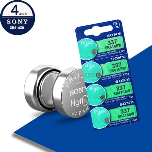 4pcs FOR SONY Original New Watch battery 337 SR416SW Silver 1.55V button cell battery for swatch watch LED Headphone