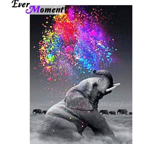 Ever Moment Diamond Panting Elephant Rainbow Handmade Full Square Drill Picture Of Rhinestone Diamond Embroidery Mosaic ASF1333