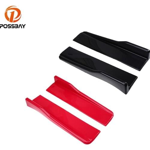 POSSBAY Black/Red Car Body Side Skirt Rocker Splitters Diffuser Anti-scratch Protector Universal Side Side Winglet Wings Bumper