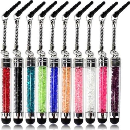 Free DHL 100pcs Diamond Crystal Stylus Touch Screen Pen Stylus For iPhone Tablet Laptops Universal Phones dust plug for Ipad