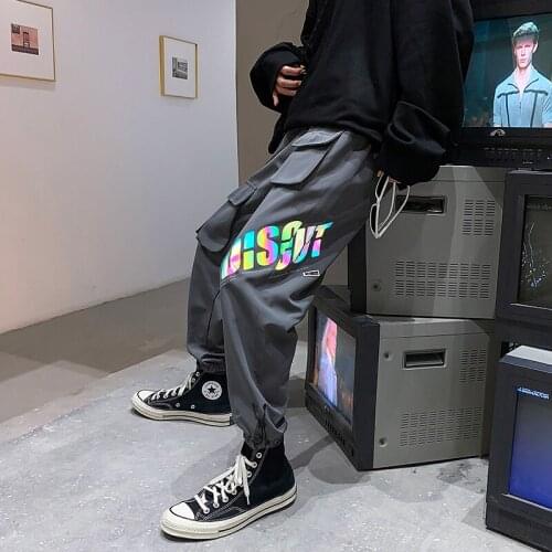 Mens Sports Pants Hip Hop Woman Oversize Fashion Casual Pants Man Korean Streetwear Luminous Printing Harajuku Fashion Pants