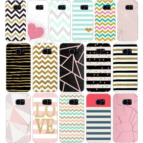 282H stripe gold glitter Wavy pattern Soft TPU Silicone Cover Case for samsung Galaxy s6 s6 s7 edge s8 s9 plus case