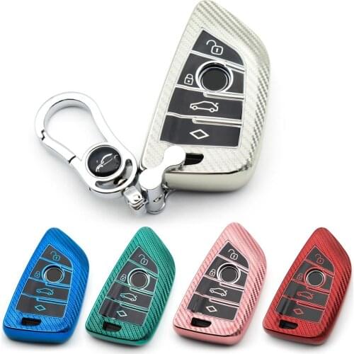 Carbon Fiber Color TPU Car Key Case for BMW X1 X2 X3 X5 X5M F15 F85 X6 X6M Fob Shell Protecor