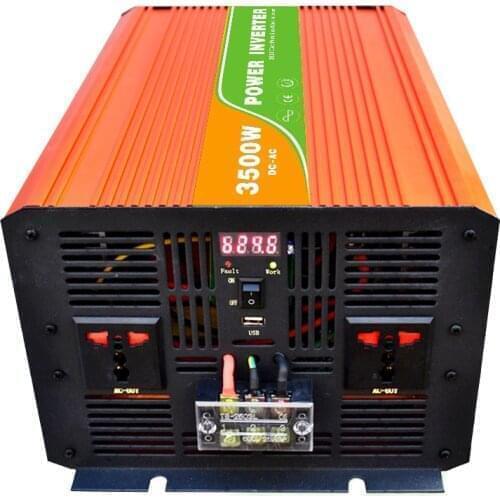 Digital 48VDC (40-60V) 3500W Off Grid Inverter to 100-240VAC Ouput, Peak Power7000W Pure Sine Wave Solar Wind Inverter with USB