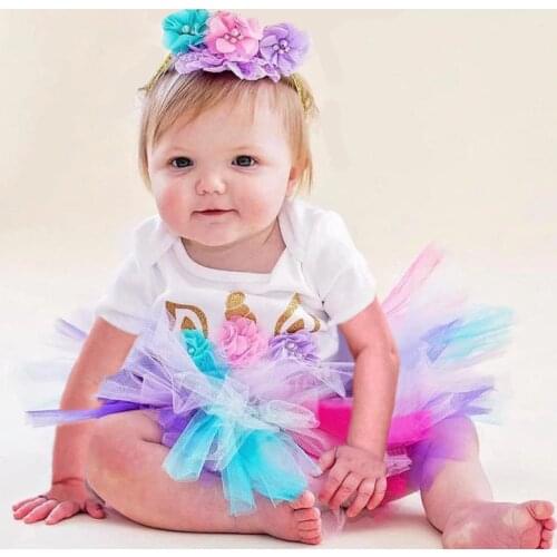 Unicorn Girls First Birthday Dress Tutu Baby Infant Christening Cake Dresses for Party Kids 1 Year Baby Girl PhotoShoot Costume