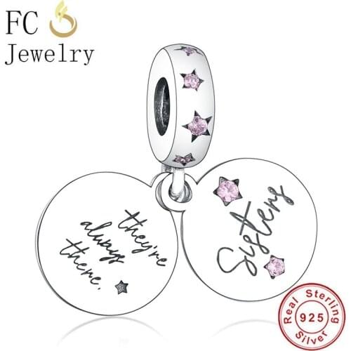 FC Jewelry Fit Original Charm Bracelet Real 925 Silver They Aways There With Pink Zirocnia Bead For Making Women Family Berloque
