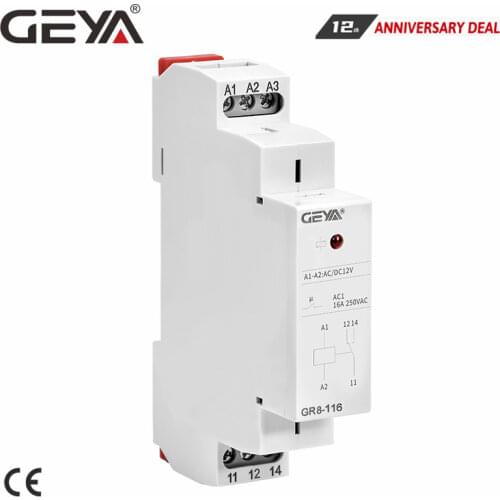 GEYA Din Rail 110V Auxiliary Relay Intermediate Relay AC/DC110V with 1SPDT 2SPDT Contacts 8A 16A Relays