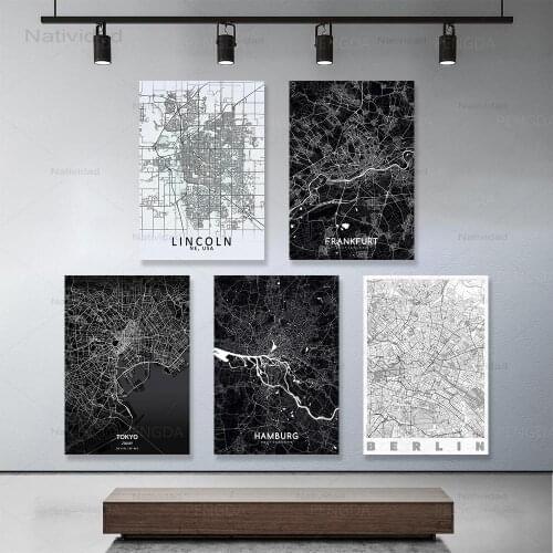 World City Circuit Line Map Home Decor Canvas Prints Painting Posters Wall Art Modular Pictures for Bedside Background No Frame