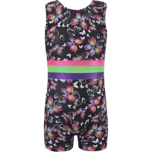 Color pattern romper body suit dance practice clothes dance clothes ballet Girls sleeveless gymnastics suit