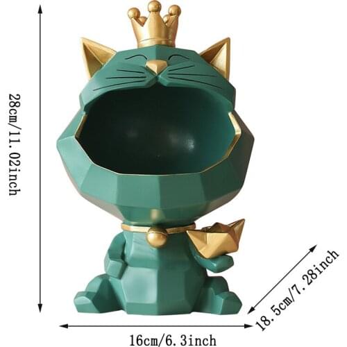 Ins North Cool Cat Figurines Big Mouth Cat Storage Box Statue Resin Animal Decorative Home Decor Accessories for Living Room