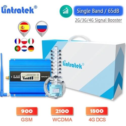 Lintratek 2G GSM 900 Signal Booster 3G WCDMA UMTS 2100 4G LTE DCS 1800 Cellular Mobile Phone Signal Repeater Amplifier Full Set