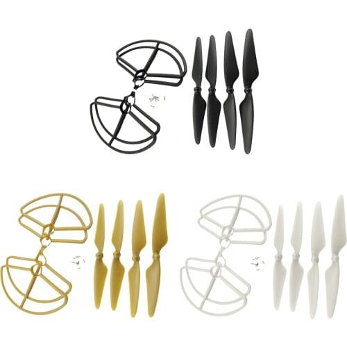 MagiDeal 4 Sets CW CCW Propellers Prop + Protective Guard Cover Fit Hubsan H501S, Three Colors