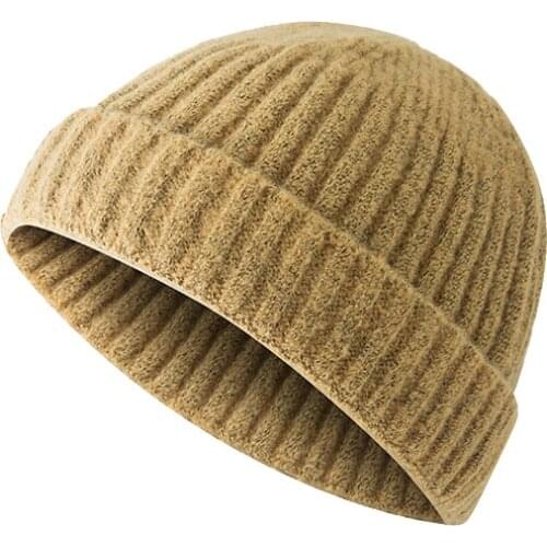 Men Knitted Hat Wool Blend Beanie Skullcap Cap Brimless Hip Hop Hats Casual Black Color Retro Vintage Fashion New Winter hat