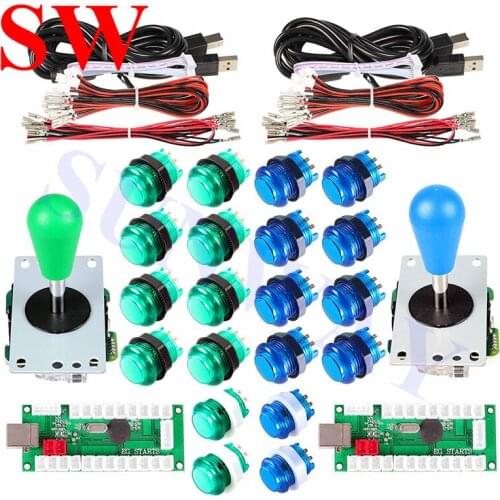 DIY Arcade Set Kits Illuminated Buttons Replacement Parts USB Controller Joystick + LED Push Button set 2 Player Arcade DIY Kits