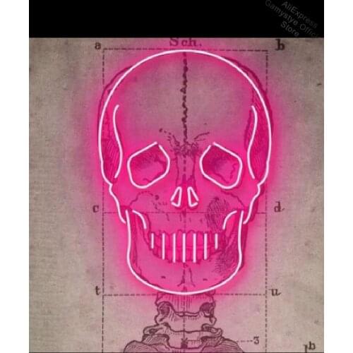 Neon Signs for pink skull neon art bulb Sign Decorate tattoo Room Light Bulbs Display outdoor lighting store Real Glass Neon