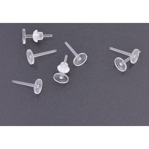 Invisible Stud Earrings with 5.8mm Flat Circle Glue Pad Findings DIY Plastic Resin Clear Pin Stud Earrings Backs Post Component